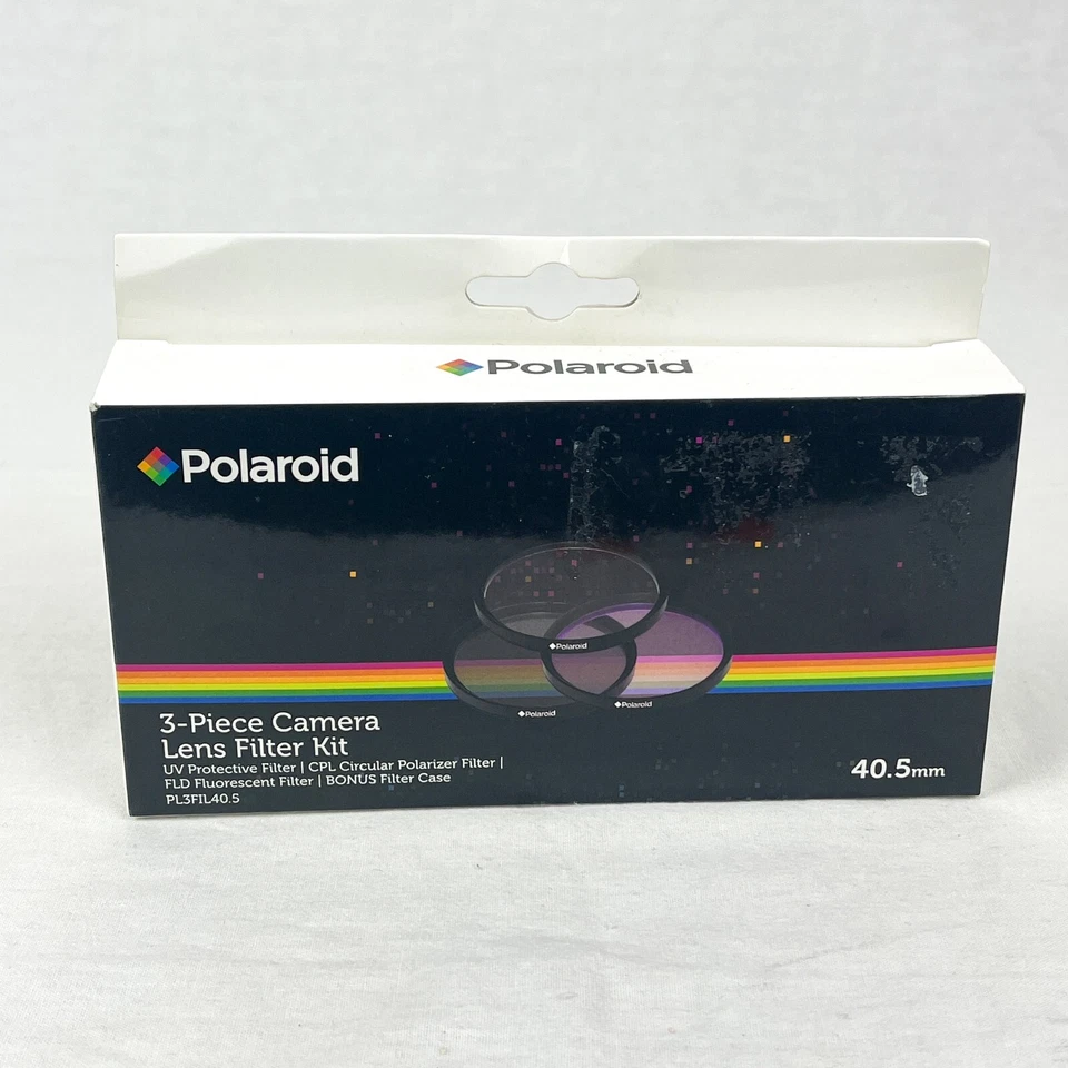Polaroid 3-Piece Camera Lens Filter Kit 40.5mm UV CPL FLD + Case PL3FIL40.5 New - Image 1 of 3