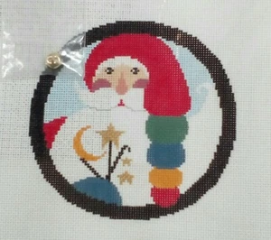 Artist Collection HP needlepoint SANTA Circle w Stars 5" 18m Guide Embellisment - Bild 1 von 4
