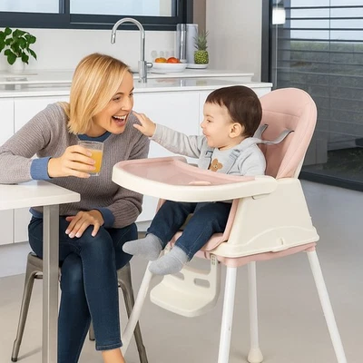 3-in-1 Baby High Chair, Portable Footrest for Toddlers  5-Point Safety Harness - Image 1 of 4