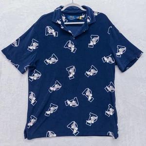 Polo Ralph Lauren P-Wing Terry Polo Shirt Men’s Large Navy Blue Classic Fit - Picture 1 of 3