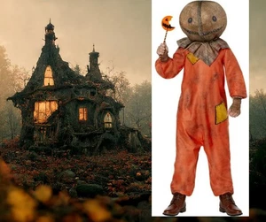 Fun World Trick 'r Treat Sam SZ M 8 Male Halloween Costume with Mask and Gloves - Picture 1 of 19