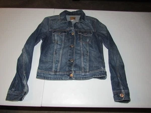 AMERICAN EAGLE WOMEN'S BLUE DENIM BUTTON UP JEAN CROPPED JACKET SIZE S - Picture 1 of 5