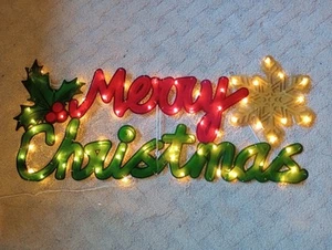 Vtg. Holiday Seasons Merry Christmas Light Up Sign Jolly Snowflake *Read* - Picture 1 of 8