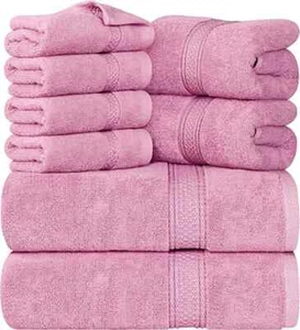 Towel Set 600 GSM 8Pc - 2 Bath Towels 2 Hand Towels 4 Washcloths Utopia Towels - Picture 1 of 1
