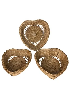 Valentine Korb Herzform Nesting Körbe 3er Set Gewebt - Bild 1 von 4