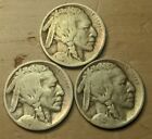 1915 S 1915 P 1915 D BUFFALO NICKEL LOT OF 3 KEY DATE COINS 