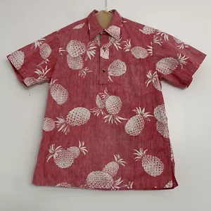 Camisa roja vintage años 90 para hombre mediana Cooke Street piña hawaiana estampado inverso - Imagen 1 de 4