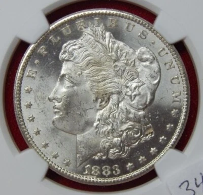 Dólar de plata Morgan 1883 CC $1 - NGC MS62 ~ Envío gratuito a EE. UU. Foto 1 de 4
