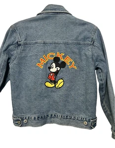 Vintage Disney Mickey Mouse Denim Jean Trucker Jacket Embroidered Size Med - Picture 1 of 12
