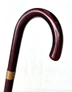 Vintage Antique 1956 Masonic Lodge Cherry Wood Crook Handle Walking Stick Cane - Picture 1 of 12