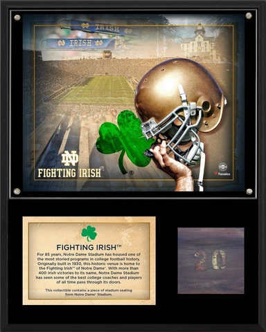 Notre Dame 12x15 Stadium Plaque w/Notre Dame Stadium Bench Cover