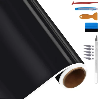 LZLRUN High Gloss Vinyl Wrap Kit for Black Out Chrome Delete Window Trim (1Ft X 10Ft)