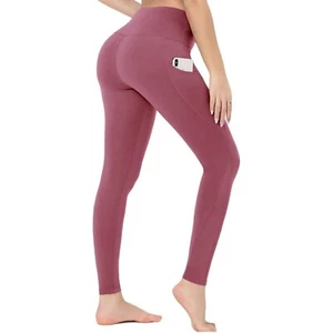 Highdays High Waist Quality Yoga Workout Gym Fitness Leggings Side Cell Pocket - Picture 1 of 14