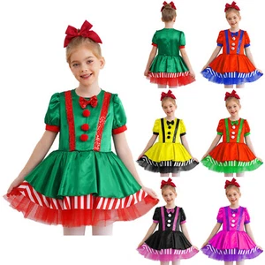 Kids Girls Skirts Party Leotard Elf Dress Performance Festival Princess Dance - Picture 1 of 63
