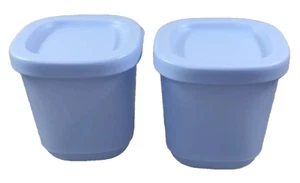 Tupperware Square Round Mini Container 3oz  110ml x2 Blue Matching Seal Portion - Picture 1 of 4