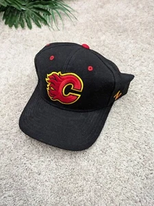 Vintage Zephyr NHL Calgary Flames Strapback 7 3/8 Black 100% Wool Hat 90s Y2K  - Picture 1 of 6