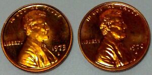 Pair of Proof Lincoln Cents 1970 S & 1973 S Brilliant NMVF