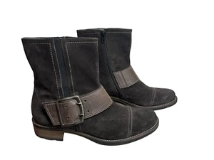 Peter Green Chocolate Brown Suede Biker Boots UK6.5 - Picture 1 of 4
