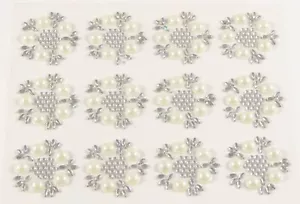 24 PEARL & DIAMANTE Embellishments Self Adhesive Flowers Crystal Gem Approx 25mm - Picture 1 of 2