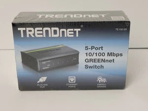TRENDnet TE100-S5 5 port 10/100 Mbps GREENnet Switch Plug and Play NIB SEALED - Picture 1 of 4