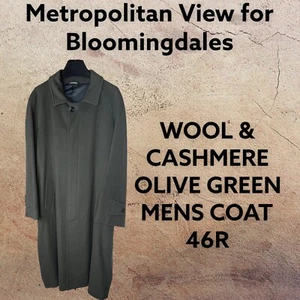 Metropolitan View Men Green Wool Cashmere Wool Dress Overcoat Italy EU56 US 46R - Picture 1 of 12