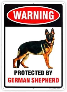 Insegna Pastore Tedesco Attenzione Cane 14x10" Riflettente Antiruggine Alluminio - Foto 1 di 5