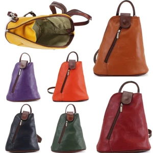 Ladies Small Leather Backpack Vera Pelle Women Shoulder Rucksack Handbag VPB14 - Picture 1 of 31