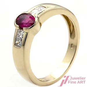 Ring 585 Gelbgold mit Rubin & Princess Cut Diamanten - Bild 1 von 4