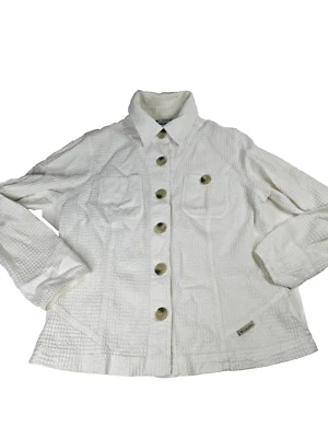 Camisa Columbia Para Mujer XL Blanca Abotonada Blusa Chaqueta Top Botones Grandes Exterior Foto 1 de 4