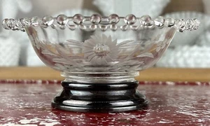 Kerzendocht von Imperial Glasschale Sterlingsilber Sockel geätzt florales Design - Bild 1 von 4