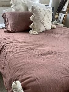 Copripiumino IKEA 100% LINO PUDERVIVA e 1 finta chiusura cravatta COMPLETA/Regina terracotta - Foto 1 di 4
