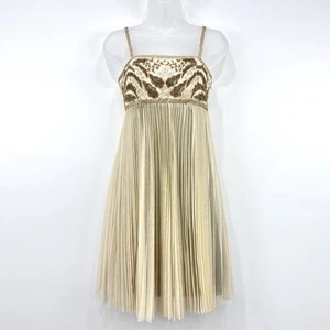 Sue Wong Vestito Donna 2 Beige Y2K Babydoll Fairycore Stravagante Evento Perline - Foto 1 di 17