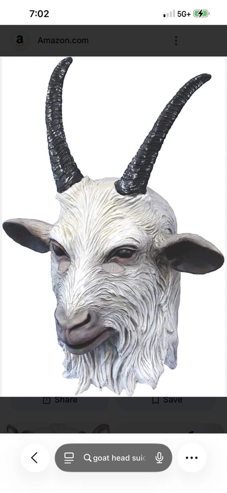 Goat Mask Suicide Squad Movie Fancy Dress Up Halloween Adult Costume Accessory - Image 1 of 1