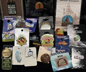 Nuevo de Lote Antiguo de 22 Museos Estatales Puentes Plástico Esmaltado Prendedores Pinbacks Imanes - Imagen 1 de 5