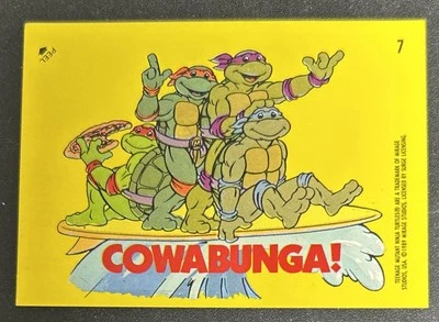 1989 Topps Teenage Mutant Ninja Turtles TMNT Sticker Card Cowabunga #7 VG/EX - Image 1 of 2