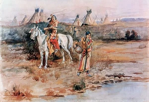 At the Spring Painting by Charles Marion Russell Reproduction - Picture 1 of 6