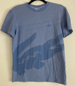 LACOSTE Logo T-Shirt  Cotton Blend Short Sleeve Blue Womens US Size M - Picture 1 of 11