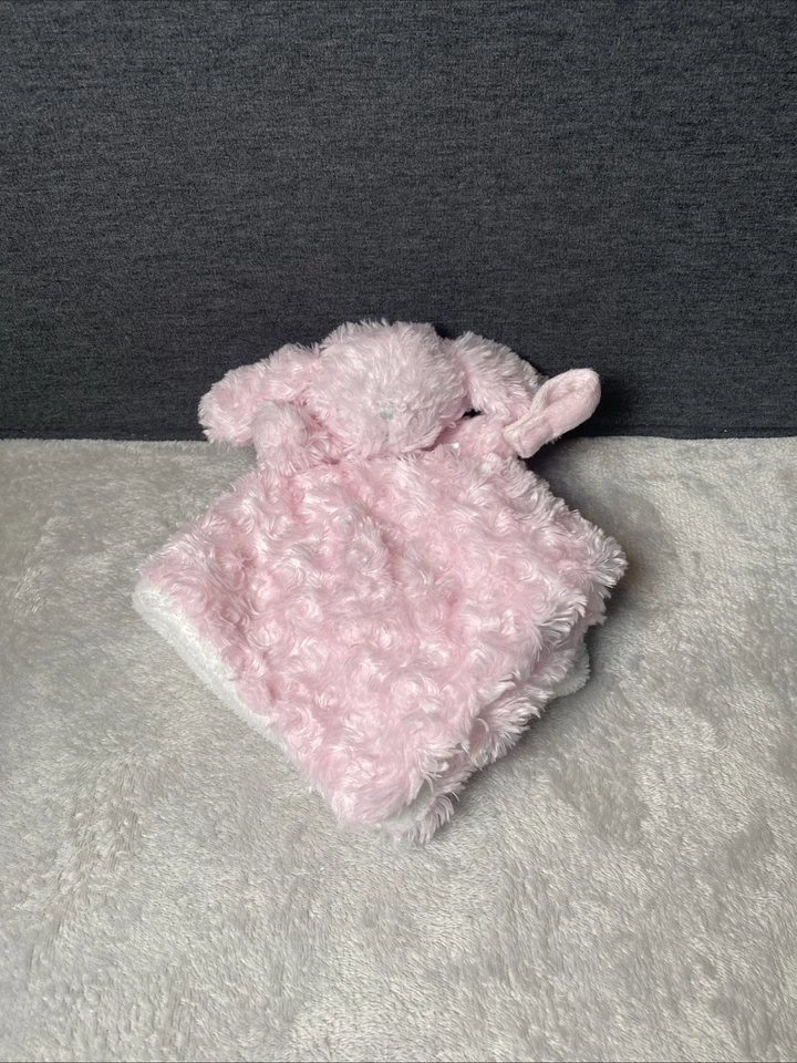 Mantas y más allá Pink Bunny Rabbit Lovey Minky Swirl Correa de chupete de seguridad Foto 1 de 4