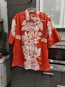 Camisa Hawaiana De Colección Joe Kealoha Reyn Spooner Para Hombres XL Naranja Blanca Floral - Imagen 1 de 4