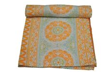 Hand Block Print Kantha Quilt Indian Bedspread Bedding Blanket Kantha Throw Gudr