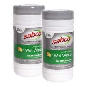 200pc Sabco Professional 21x22cm Antibacterial Wet Wipes Disposable Disinfectant - Picture 1 of 2