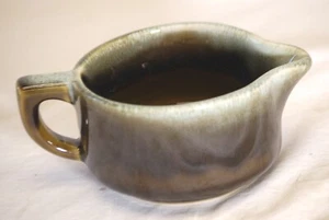 Copper Green Pfaltzgraff Creamer Brown Background Green Drip USA - Picture 1 of 3