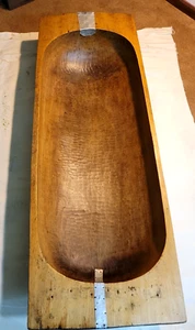 Large Antique Wooden Dough Trencher Bowl 50" Hand Hewn Primitive Oiled - Picture 1 of 21