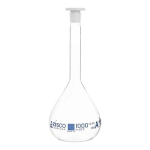 Eisco Meßkolben, 1L - Boroglas, PE-Stopper, QR-Code-Kennzeichnung für Zertifikat - Bild 1 von 2