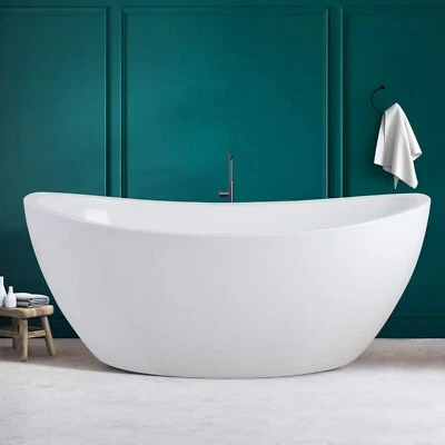 59 in luxury freestanding bathtubs,Contemporary Soaking Tub with Sloped Backre - Image 1 of 4