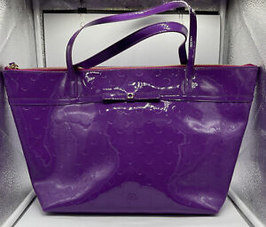 KATE SPADE Camelia Street Sophie Purple Patent Leather Large Tote Dotted Bow