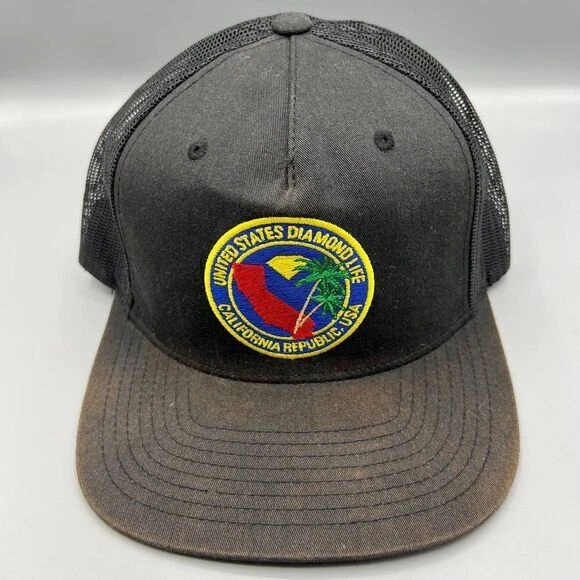 Diamond Supply Co Trucker Sombrero Hombre Negro Verde Gorra A Presión Trasera Foto 1 de 4