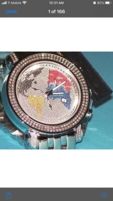 New Authentic Mens Joe Rodeo Tyler Jty10. World Map  2.00 ct.aprx.Diamond Watch - Image 1 of 2