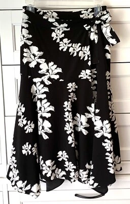 ALFANI Print Wrap Midi Skirt Size 2 Petite Fairytale Bloom Black Retail $79.50 - Изображение 1 из 4