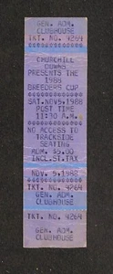 NOVEMBER 5, 1988 BREEDERS CUP @ CHURCHILL DOWNS FULL TICKET, ALYSHEBA WINNER - Picture 1 of 2